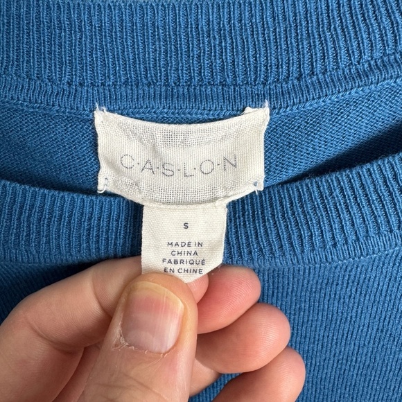 CASLON Women's Lightweight Long Sleeve Sweater Blue Size Small Snap Up Side Hem - Picture 3 of 13